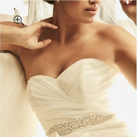 David's Bridal Annabelle Crystal & Pearl Belt for Dress with Removable Ribbon - Picture 11 of 11